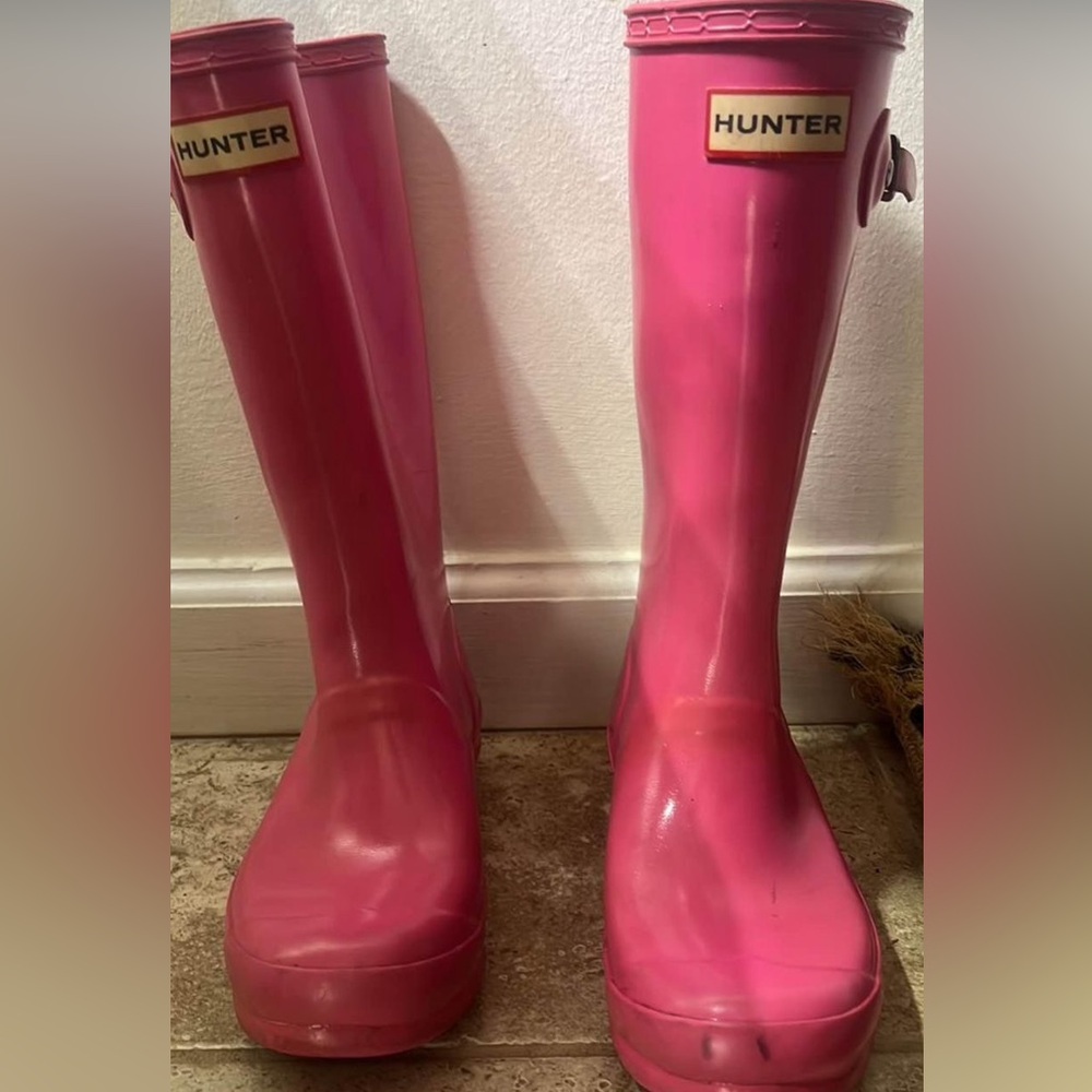 Hunter original kids rain boots, sz 4, hot pink